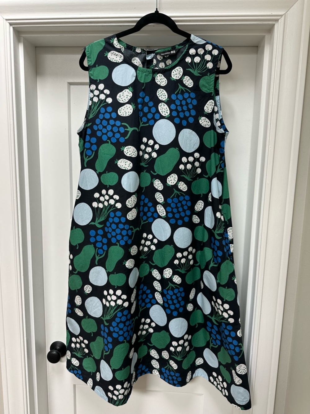 Marimekko Uniqlo A line sleeveless dress size large blue green